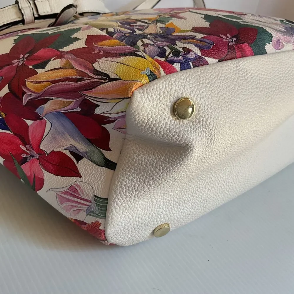 Dana Buchman Floral Satchel Handbag White Multicolor Shoulder Crossbody Bag